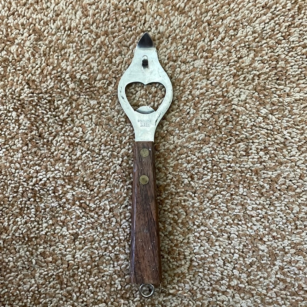 VTG Beer and Can Opener with wooden handle